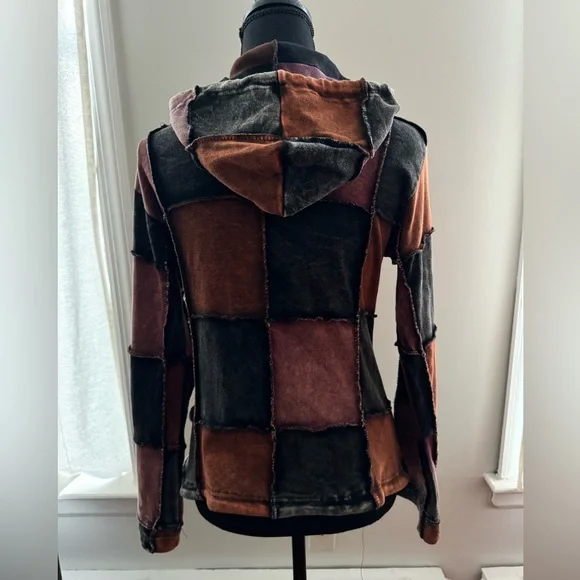 Bohemian Patchwork Hoodie Jacket-Nepal-Size S - Picture 2 of 5